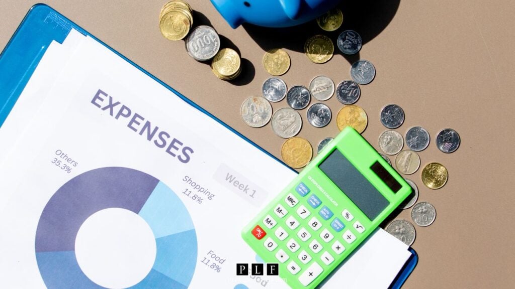 Budget papers and a calculator for someone trying to figure out how much to file chapter 7